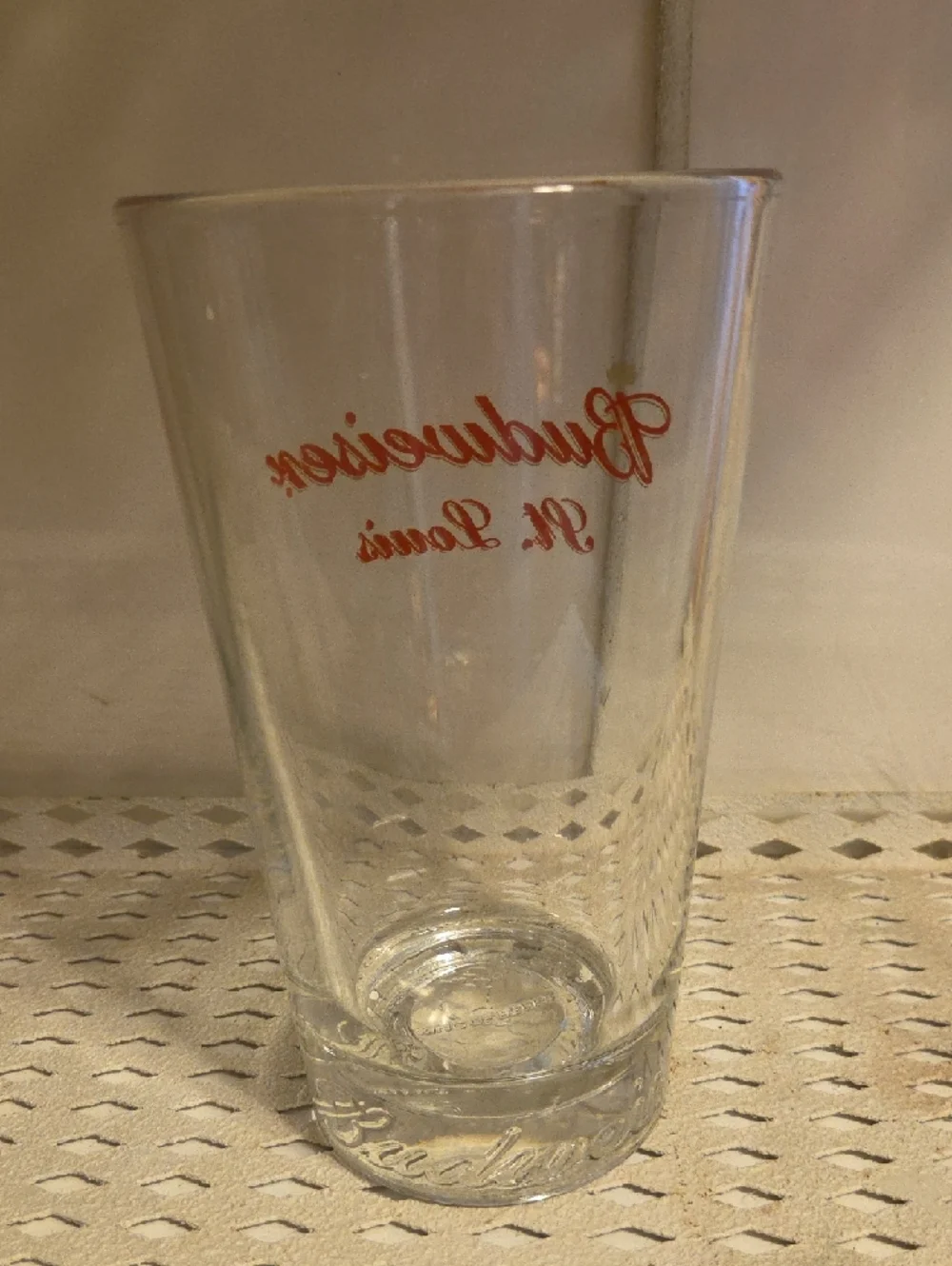 Budweiser St. Louis MO Pint Beer Glass Heavyweight Bottom Embossed Since 1876